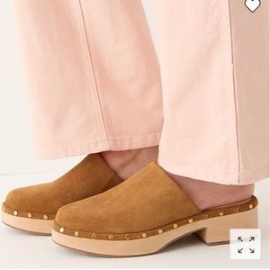 J Crew Dakota Suede Wood Clog (tarnished pecan color)